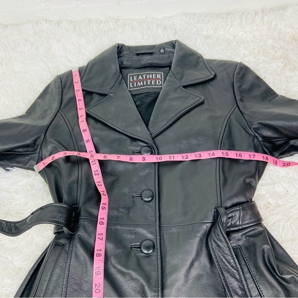 LEATHER LIMITED black genuine leather wrap jacket size medium - Picture 3 of 13